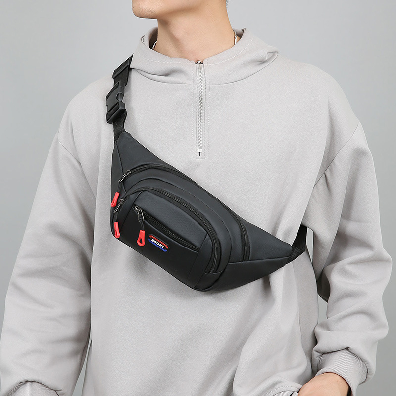 Férfi mellkas táska, városi minimalist stílus, Oxford anyag, egyszínű, poliészter bélés, több rekesz