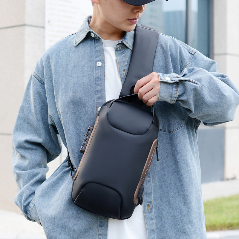 Muška prsna torba s USB, protiv krađe, vodootporan Oxford materijal, gradski stil