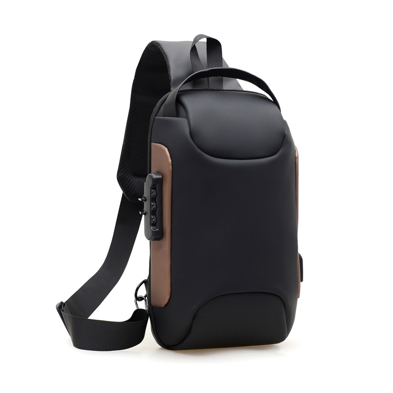 Muška prsna torba s USB, protiv krađe, vodootporan Oxford materijal, gradski stil