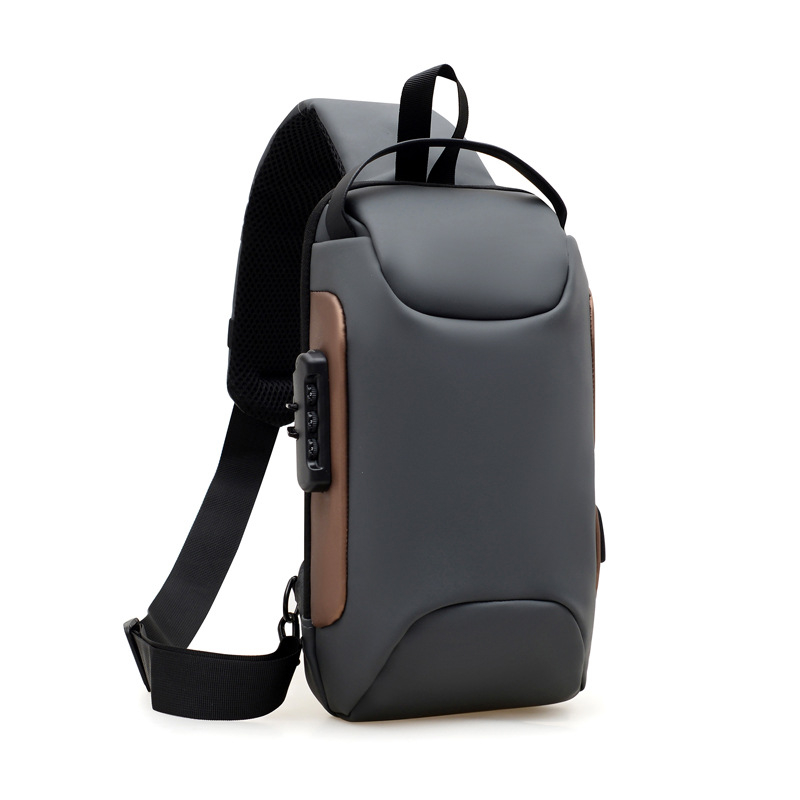 Muška prsna torba s USB, protiv krađe, vodootporan Oxford materijal, gradski stil