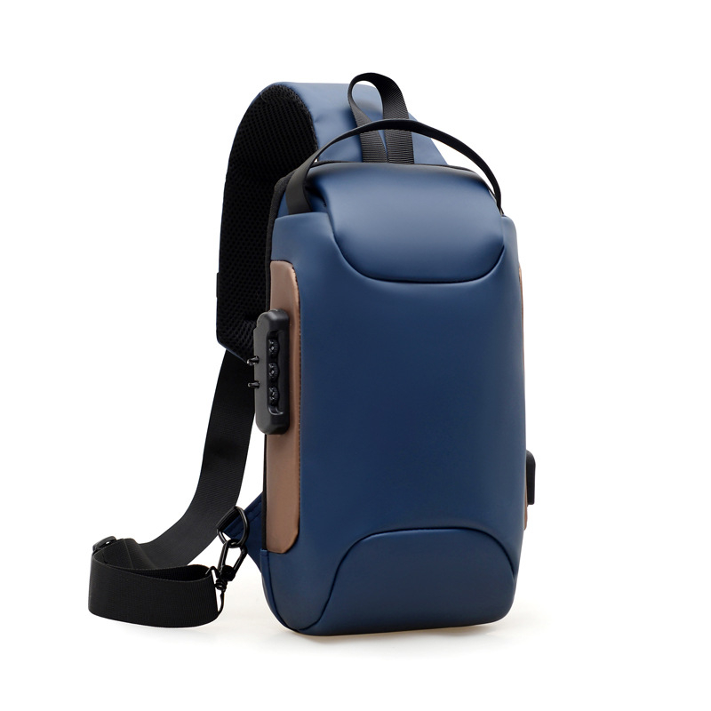 Muška prsna torba s USB, protiv krađe, vodootporan Oxford materijal, gradski stil