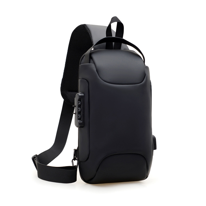 Muška prsna torba s USB, protiv krađe, vodootporan Oxford materijal, gradski stil