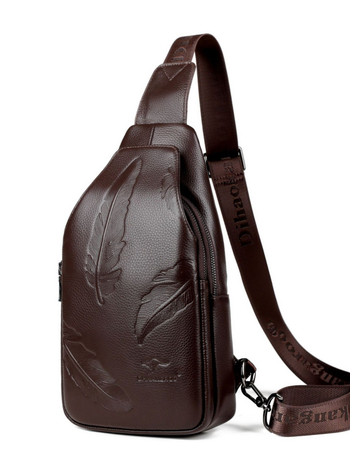 Muška prsna torba od prave kože, crossbody dizajn, prozračna, višeslojna