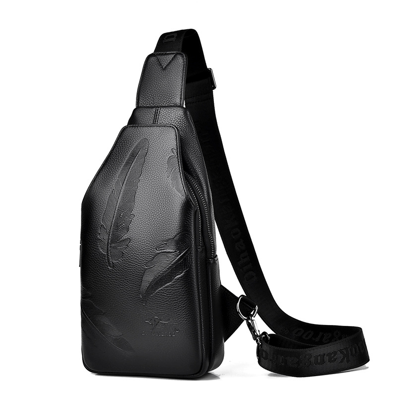 Muška prsna torba od prave kože, crossbody dizajn, prozračna, višeslojna