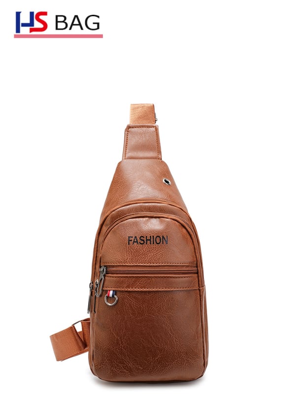 Muška Chest bag od PU kože, ulični stil, crossbody remen, vodootporna, podstava od poliestera, ljetno izdanje 2025
