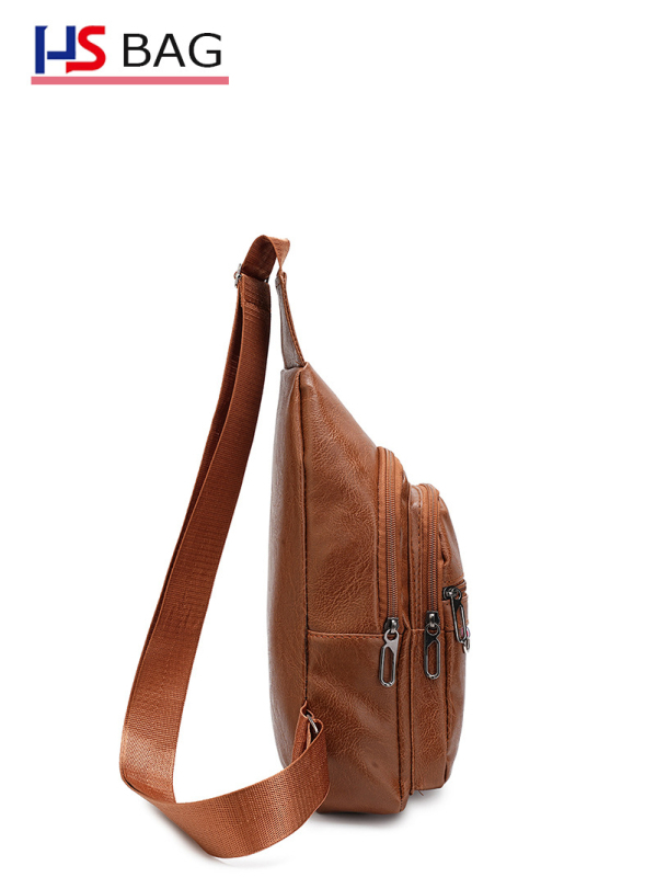 Muška Chest bag od PU kože, ulični stil, crossbody remen, vodootporna, podstava od poliestera, ljetno izdanje 2025