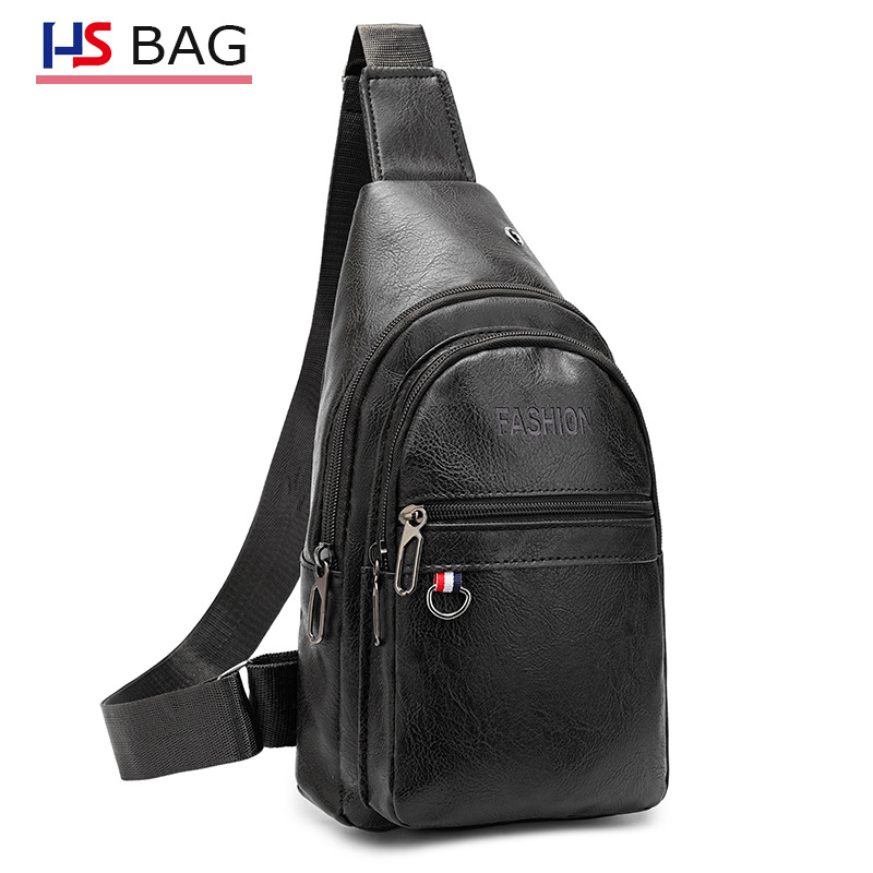 Muška Chest bag od PU kože, ulični stil, crossbody remen, vodootporna, podstava od poliestera, ljetno izdanje 2025