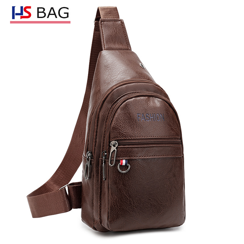 Muška Chest bag od PU kože, ulični stil, crossbody remen, vodootporna, podstava od poliestera, ljetno izdanje 2025