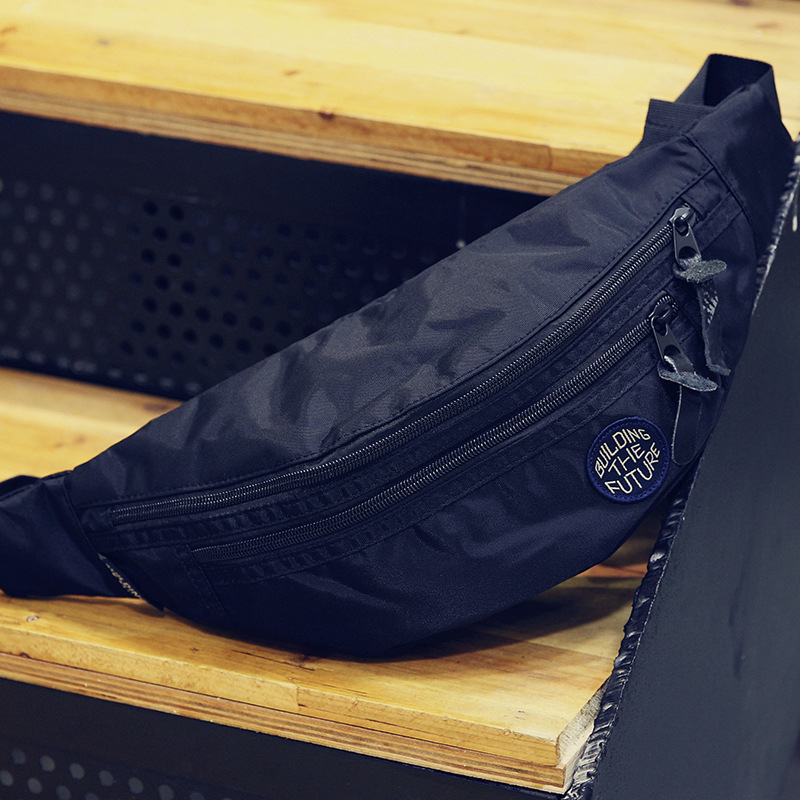 Muška torbica oko struka, korejskog stila casual, crossbody, vodootporni Oxford materijal, dumpling oblik, džep na zip, džep za telefon, džep za ID, s jednim remenom preko ramena