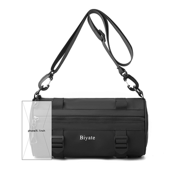 Férfi mellkasi táska, hengeres formájú – vízálló, egyszínű mintázat, poliészter bélés, tavasz 2023