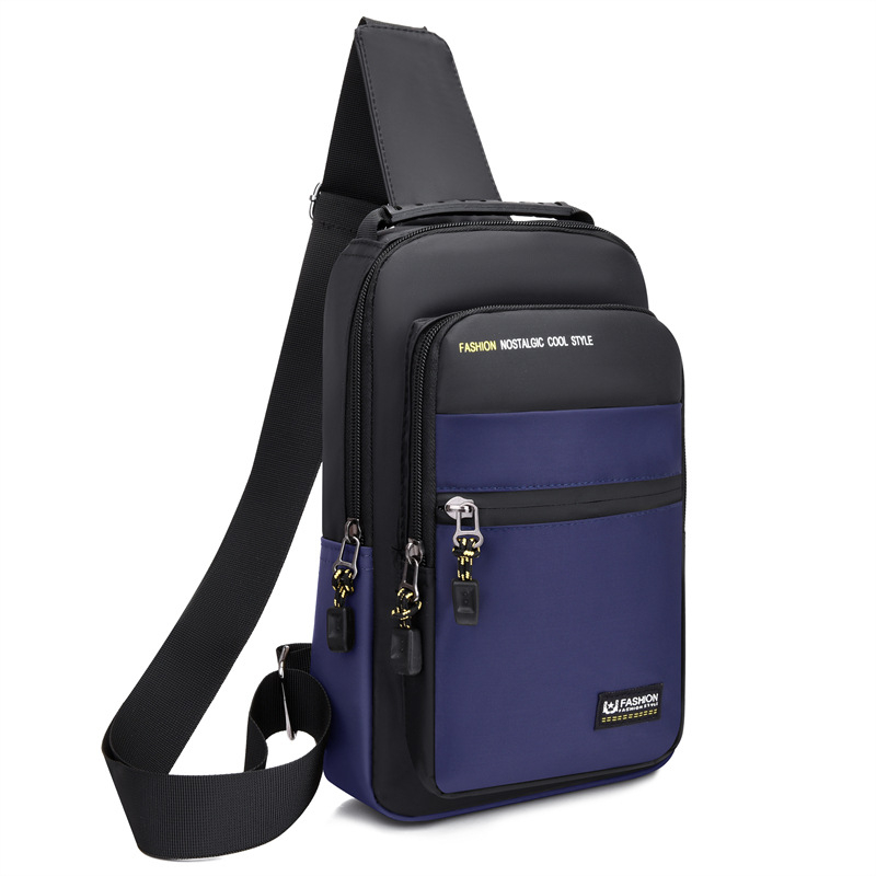 Muška torba za prsa, gradski stil, Oxford tkanina, smanjenje opterećenja, jednobojni uzorak, podstava od poliestera