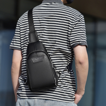Muška torba za prsa — koža goveđeg podrijetla, gradski stil, otporna na habanje, model 6089