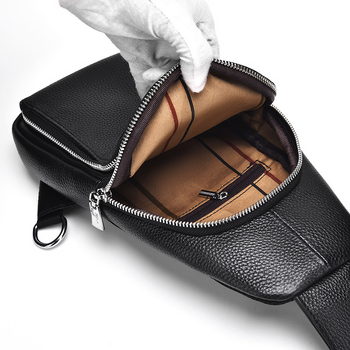 Muška torba za prsa — koža goveđeg podrijetla, gradski stil, otporna na habanje, model 6089