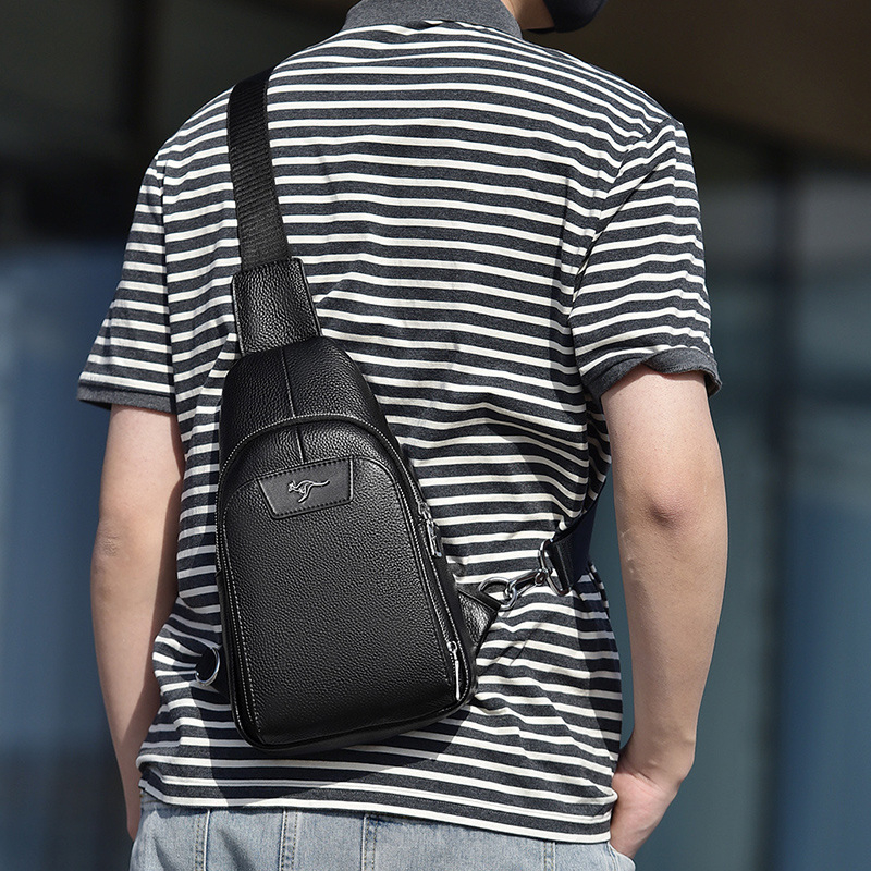 Muška torba za prsa — koža goveđeg podrijetla, gradski stil, otporna na habanje, model 6089