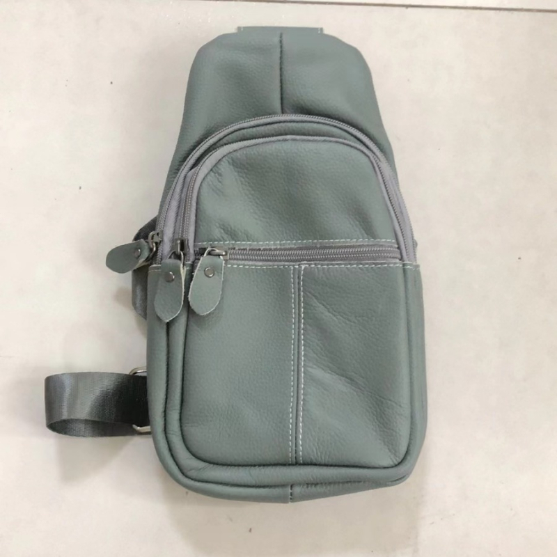 Férfi bőr chest bag – városi egyszerű stílus, lélegző, valódi bőr, egyszínű dizájn, DROIKANGROO