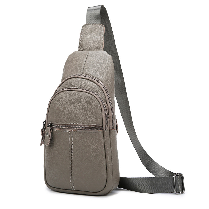 Férfi bőr chest bag – városi egyszerű stílus, lélegző, valódi bőr, egyszínű dizájn, DROIKANGROO