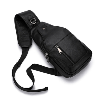 Muška torbica za prsa od prave kože, ulični stil, prvi sloj teleće kože, otporna na habanje, velika kapaciteta