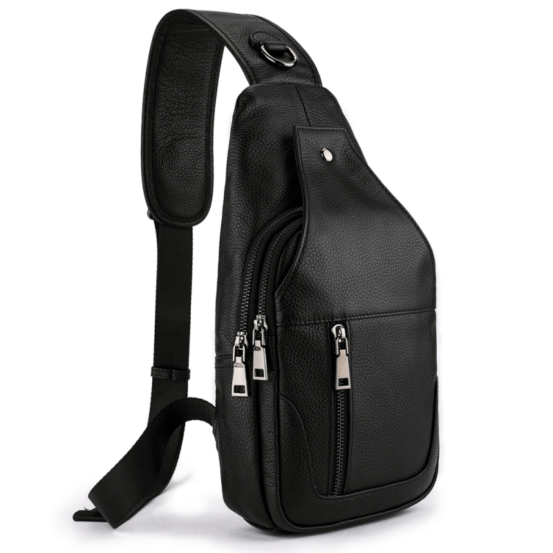 Muška torbica za prsa od prave kože, ulični stil, prvi sloj teleće kože, otporna na habanje, velika kapaciteta