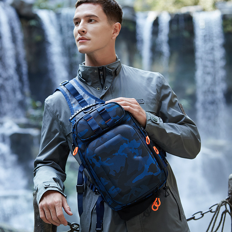 Muška prsna torba, kamuflažni uzorak, crossbody, Oxford tkanina, izdržljiva, putnički stil, zima 2025