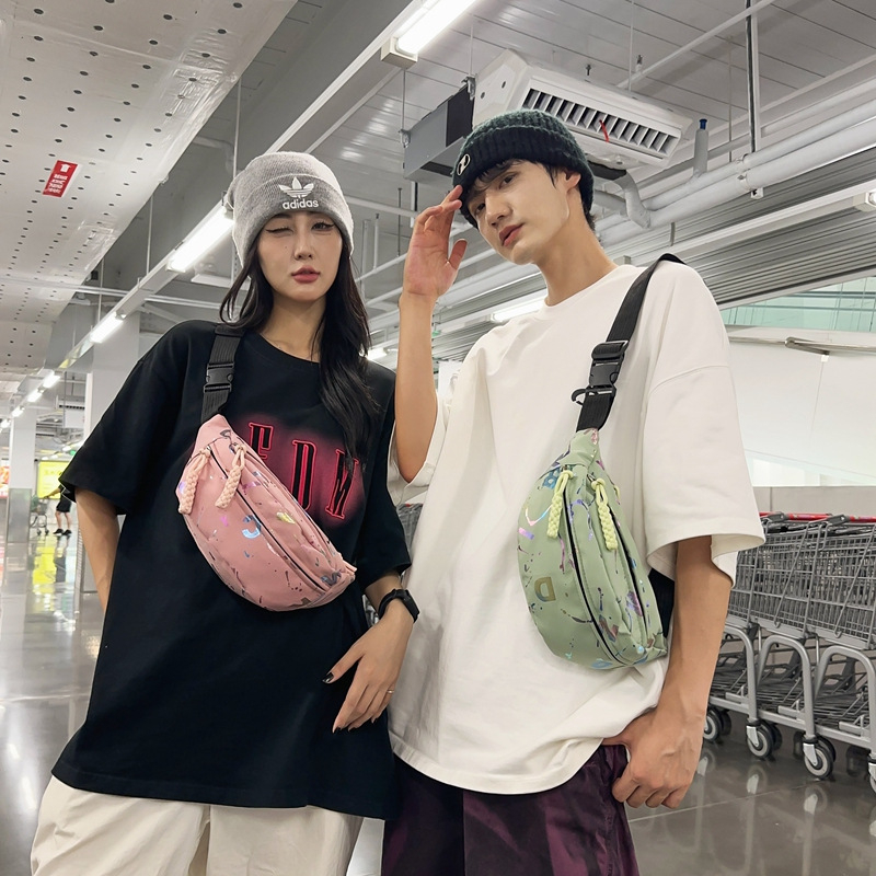 Muška torba za prsa s graffiti printom, najlon, prozračna, velika kapaciteta, za slobodno vrijeme putovanja