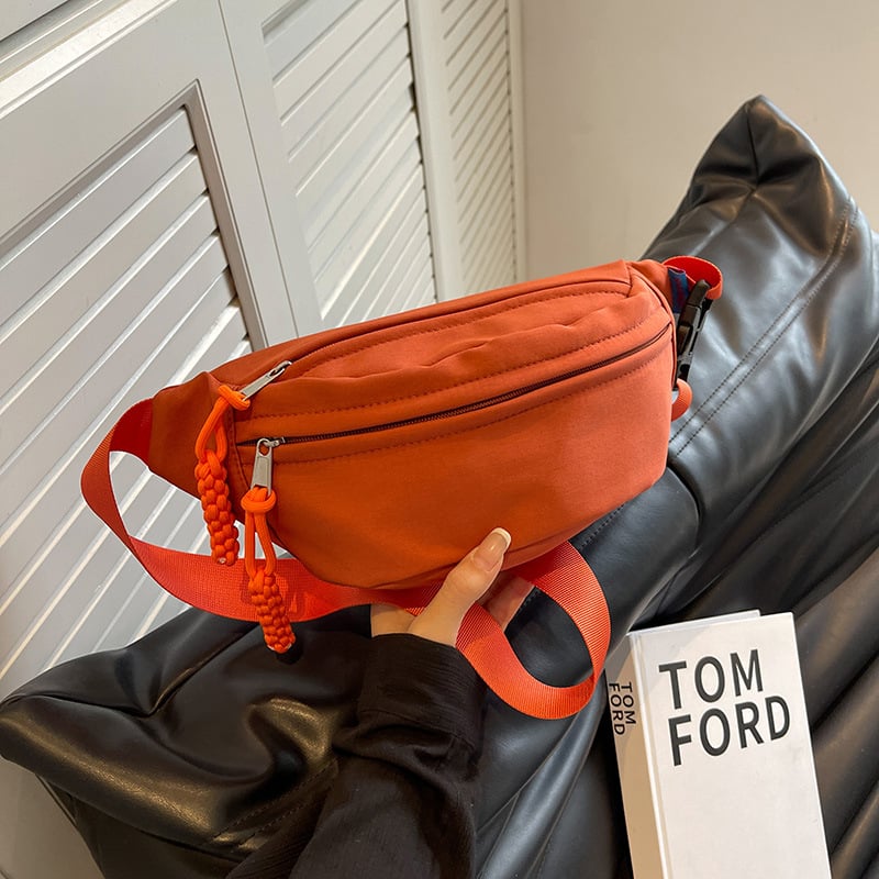 Muška torba za prsa, ulični stil, platno, proširiva, podstava od najlona, jednobojni uzorak