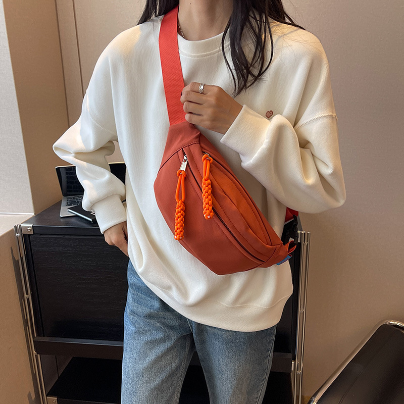 Muška torba za prsa, ulični stil, platno, proširiva, podstava od najlona, jednobojni uzorak