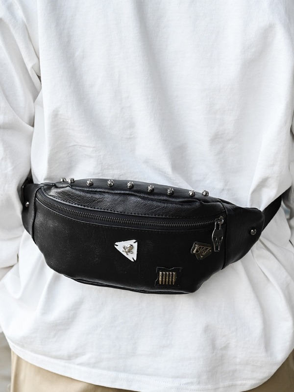 PU kožna muška pojasna torbica, KAMUANG, uzor slova, vodootporna i otporna na habanje