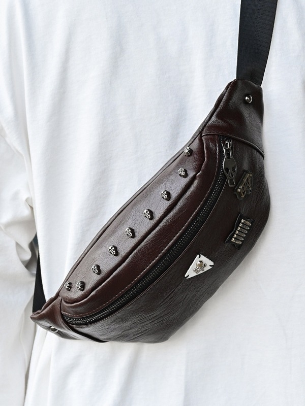 PU kožna muška pojasna torbica, KAMUANG, uzor slova, vodootporna i otporna na habanje