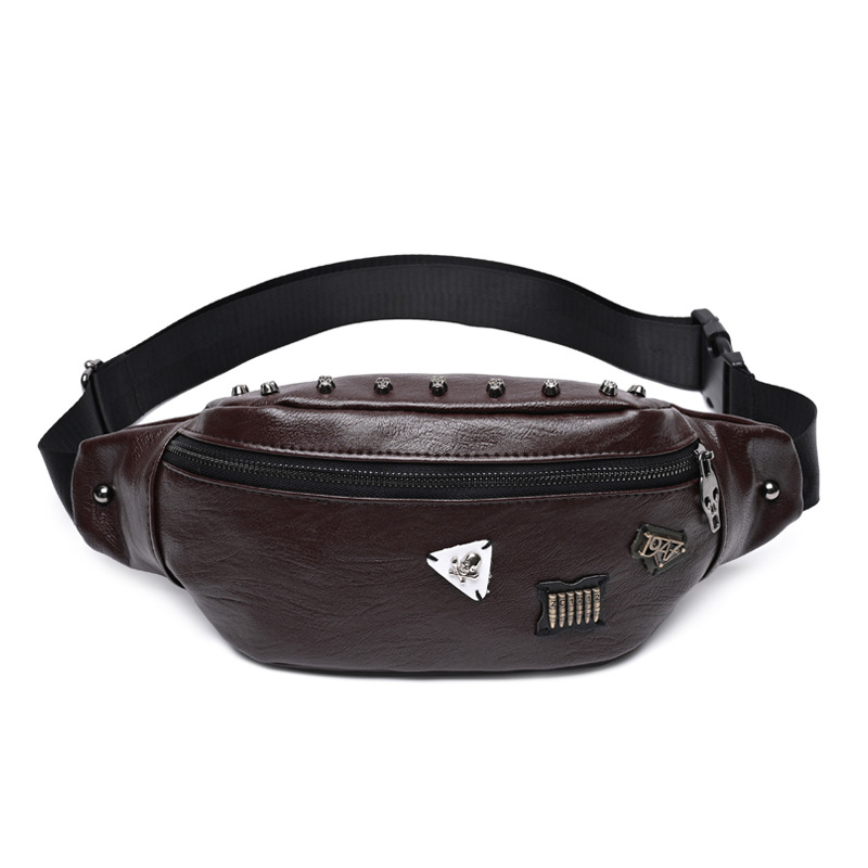 PU kožna muška pojasna torbica, KAMUANG, uzor slova, vodootporna i otporna na habanje