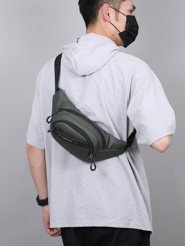 Muška sportska torba za struk – Oxford platno, poliester podstava, zatvarač, horizontalni kvadratni oblik, unutarnja džep s zatvaračem