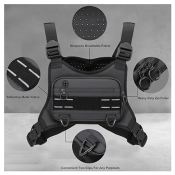 Geantă de piept tactică pentru exterior, multifuncțională – ultraușoară, rezistentă, extensibilă; material Oxford, căptușeală nylon