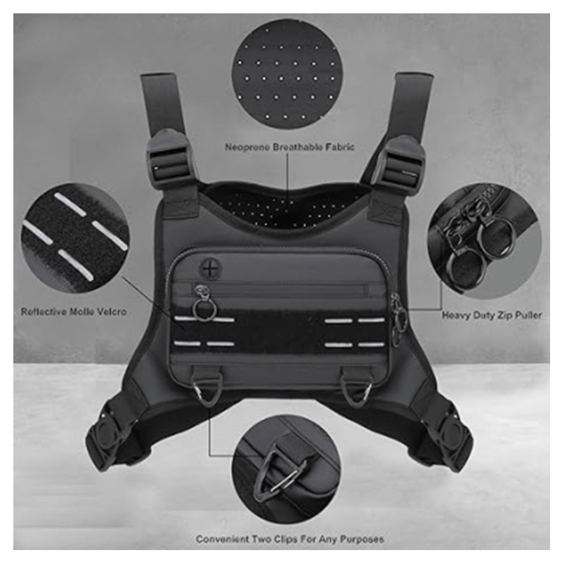 Geantă de piept tactică pentru exterior, multifuncțională – ultraușoară, rezistentă, extensibilă; material Oxford, căptușeală nylon