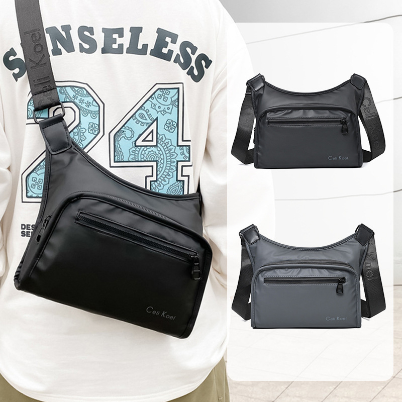 Muška crossbody torba s neutralnim dizajnom, materijal kožna membrana, mogućnost skladištenja, za slobodno vrijeme putovanja, proljeće 2025.