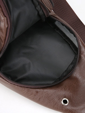 Ανδρική συμπαγής crossbody τσάντα, PU υλικό, κλείσιμο με φερμουάρ, επένδυση Oxford, κρυφή τσέπη με φερμουάρ, εσωτερική τσέπη