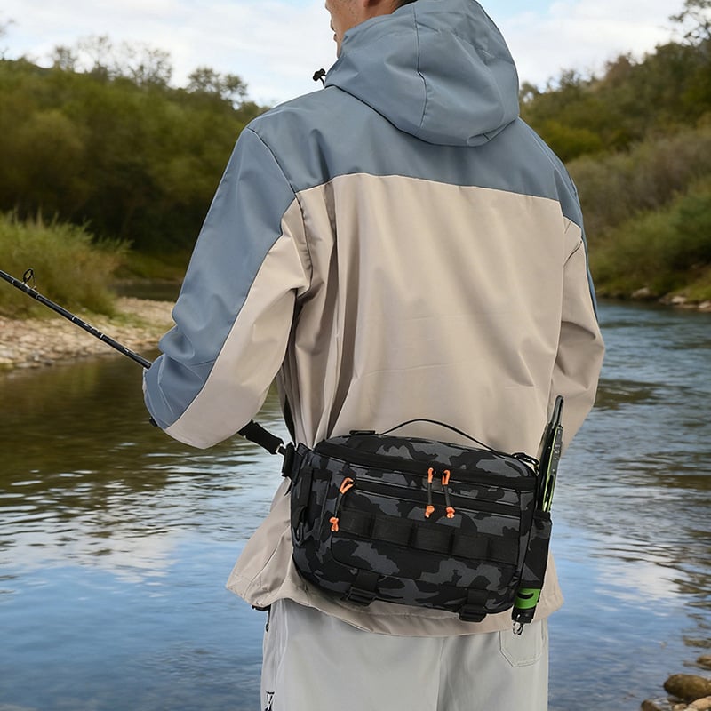 Muška pojasna torba s crossbody remenom, otporna tkanina, poliester podstava, kompatibilna s 8-inčnim prijenosnikom