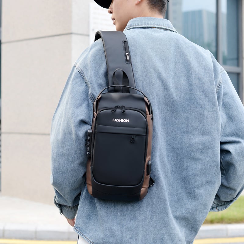 Muška torbica za prsa od najlona s zaključavanjem lozinkom protiv krađe, urbani stil, velika kapaciteta