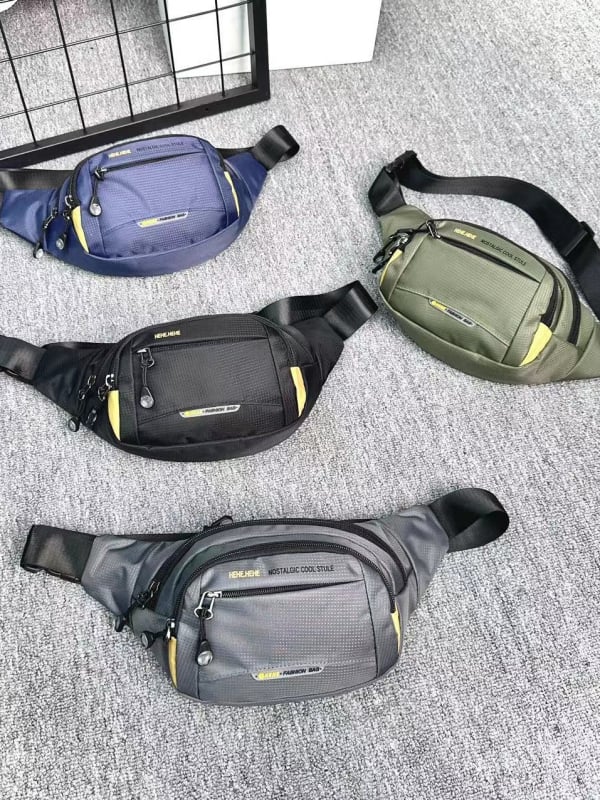 Muška pojasna torba, ultralako najlonsko, prugasti uzorak, podstava od poliestera, gradski stil