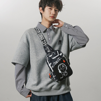 Ανδρική τσάντα στήθους για ταξίδια αναψυχής – ύφασμα Oxford, αδιάβροχη, γκραφίτι εκτύπωση, επένδυση πολυεστέρα (σχέδιο ταξιδιού για αναψυχή, ύφασμα Oxford, αδιάβροχη, γκραφίτι εκτύπωση, επένδυση πολυεστέρα)