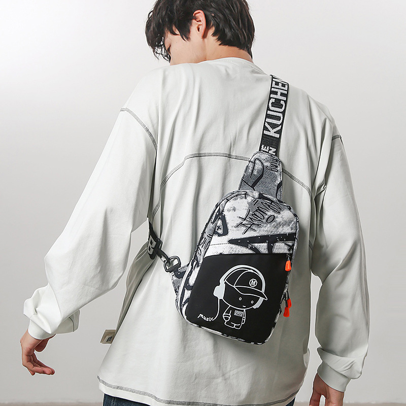 Ανδρική τσάντα στήθους για ταξίδια αναψυχής – ύφασμα Oxford, αδιάβροχη, γκραφίτι εκτύπωση, επένδυση πολυεστέρα (σχέδιο ταξιδιού για αναψυχή, ύφασμα Oxford, αδιάβροχη, γκραφίτι εκτύπωση, επένδυση πολυεστέρα)