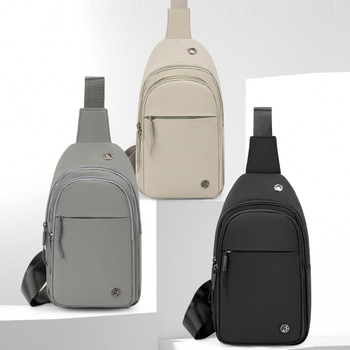 Ανδρική τσάντα στήθους, υπερ-ελαφριά, επεκτειόμενη, ύφασμα Oxford, επένδυση πολυεστέρα, μονοχρωμο σχέδιο, άνοιξη 2025