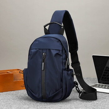 Geantă de piept pentru bărbați – nylon impermeabil, stil de călătorie pentru relaxare, căptușeală din poliester, primăvara 2025