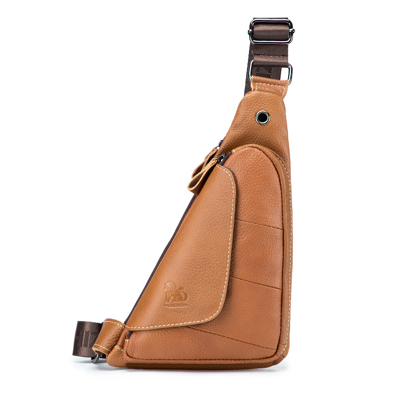 Geantă pentru piept masculin din piele naturală, stil street trend, model 91007, imprimeu animal, căptușeală poliester