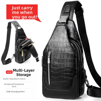 Pánska taška na hruď z PU kože, odolná voči opotrebeniu, Rhino Family, model 2061#