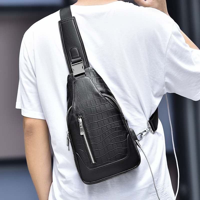 Pánska taška na hruď z PU kože, odolná voči opotrebeniu, Rhino Family, model 2061#