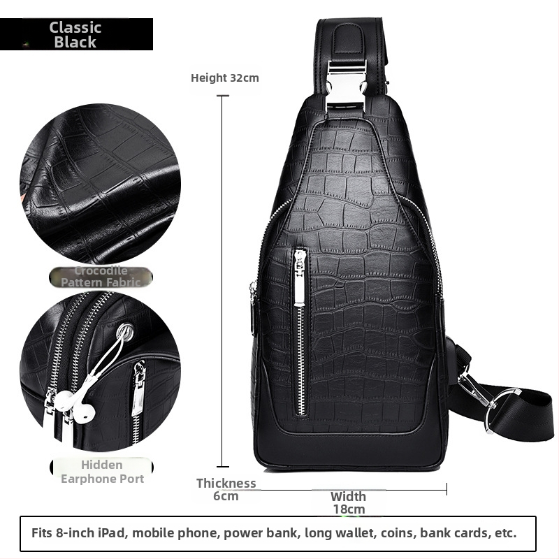 Pánska taška na hruď z PU kože, odolná voči opotrebeniu, Rhino Family, model 2061#