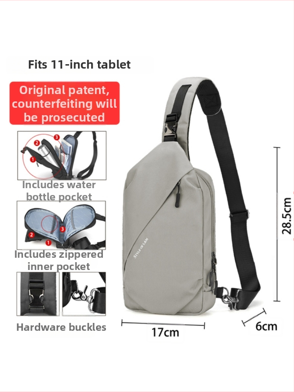 Geantă de piept din stofă Oxford, stil street, respirabilă, ultra-ușoară și extensibilă