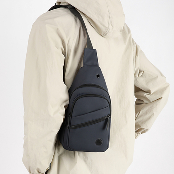 Geantă de piept pentru bărbați – stil stradal, material membran, impermeabilă, ultra-ușoară, rezistentă la abraziune, căptușeală din poliester