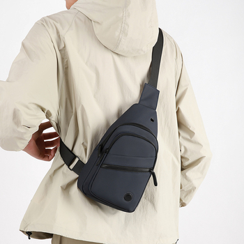 Geantă de piept pentru bărbați – stil stradal, material membran, impermeabilă, ultra-ușoară, rezistentă la abraziune, căptușeală din poliester