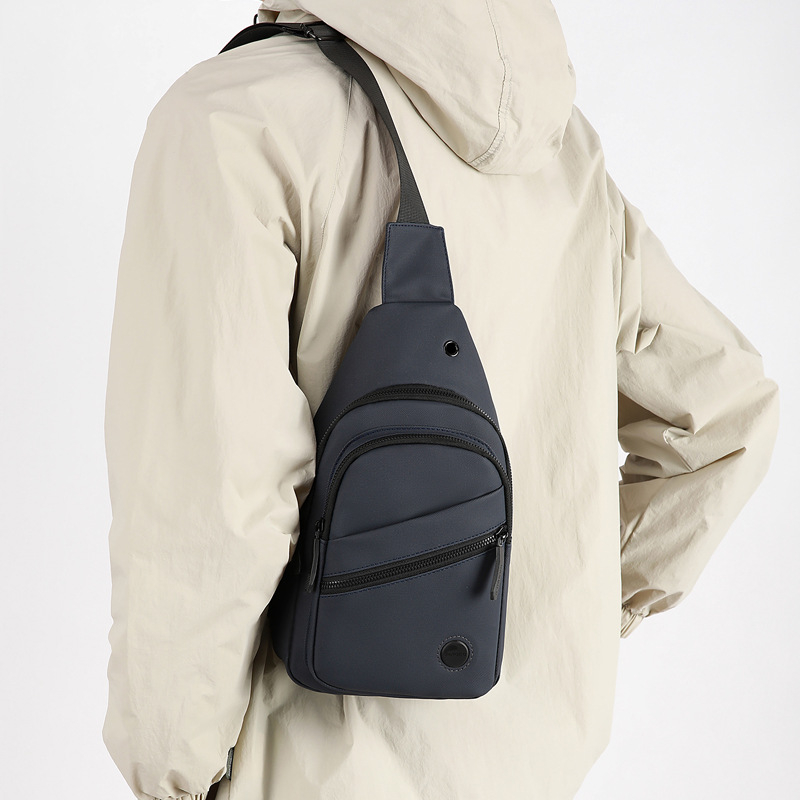 Geantă de piept pentru bărbați – stil stradal, material membran, impermeabilă, ultra-ușoară, rezistentă la abraziune, căptușeală din poliester