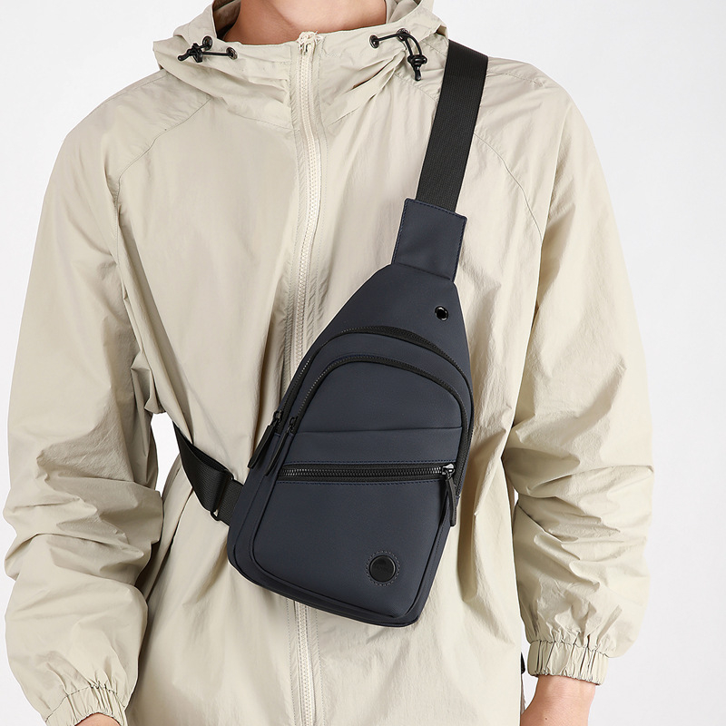 Geantă de piept pentru bărbați – stil stradal, material membran, impermeabilă, ultra-ușoară, rezistentă la abraziune, căptușeală din poliester